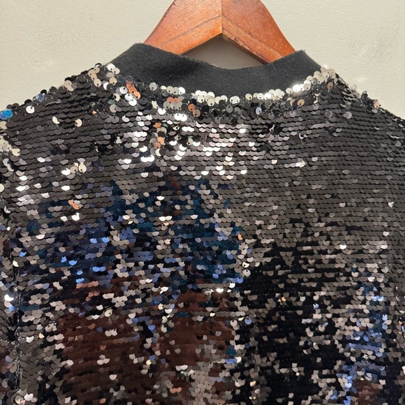 Minkpink Black Sequin Bomber Jacket Size Medium - Picture 6 of 13